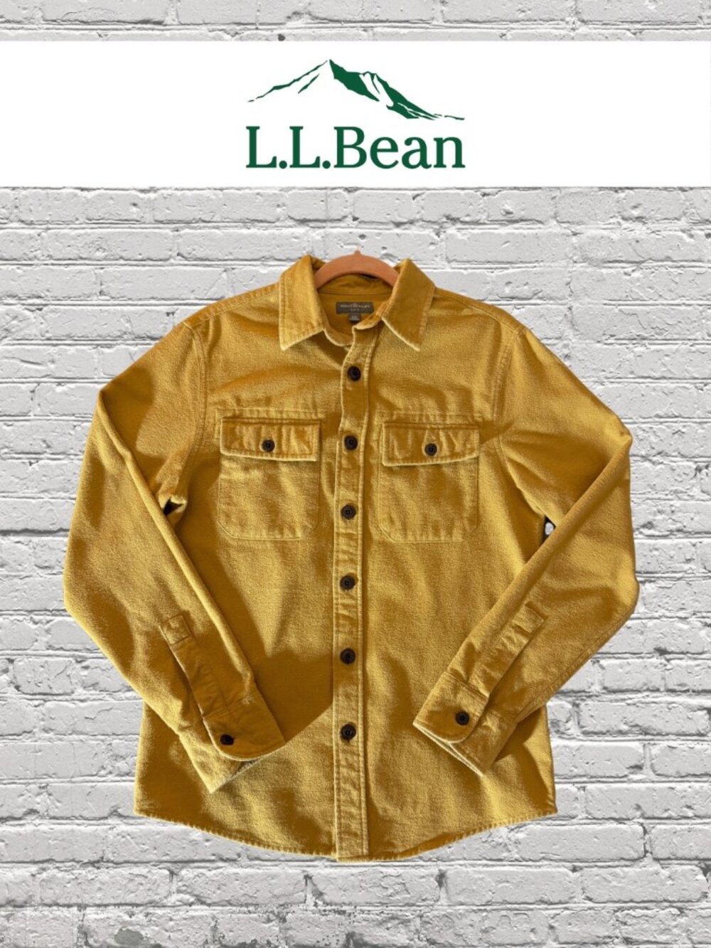 L.L.Bean Men's Chamois Flannel Shirt Mustard Gold - Small Regular